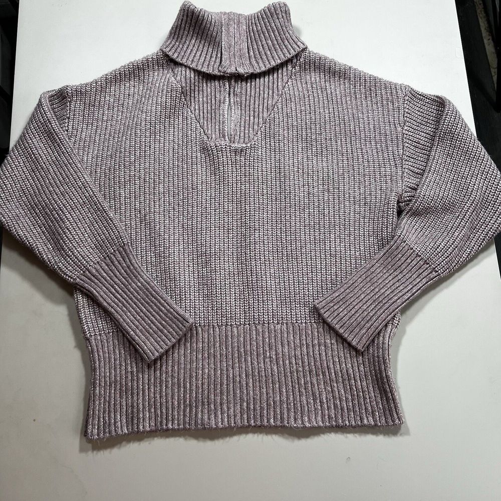 Cupcakes & Cashmere  Zip Turtle Neck Sweater Large Purple 80s‎ Cozy Quiet Luxury